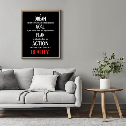 Posterizer 1 pcs-A dream becomes a goal-powerful quote-Men's Art Collection-Motivational & Inspirational Art-decor for office wall- UNFRAMED Wall ...